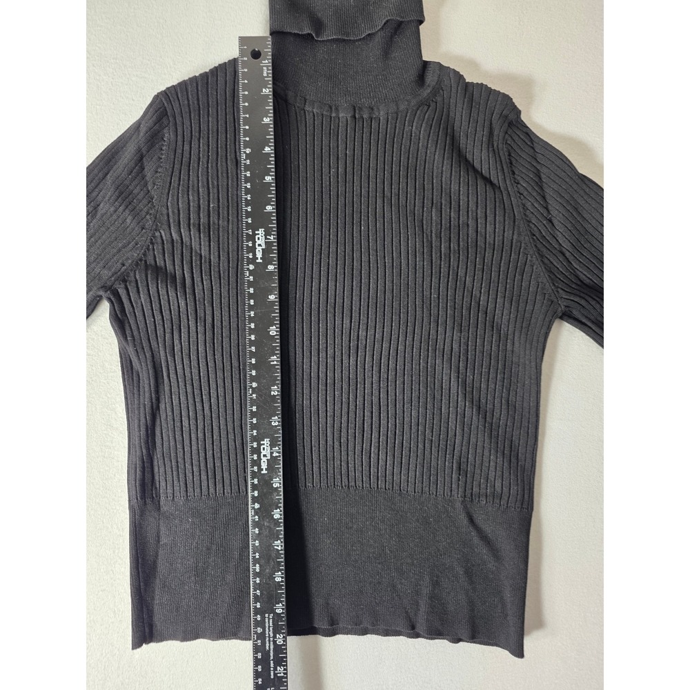 Zara Womens L Turtleneck Sweater Black Ribbed Knit Long Sleeve Top